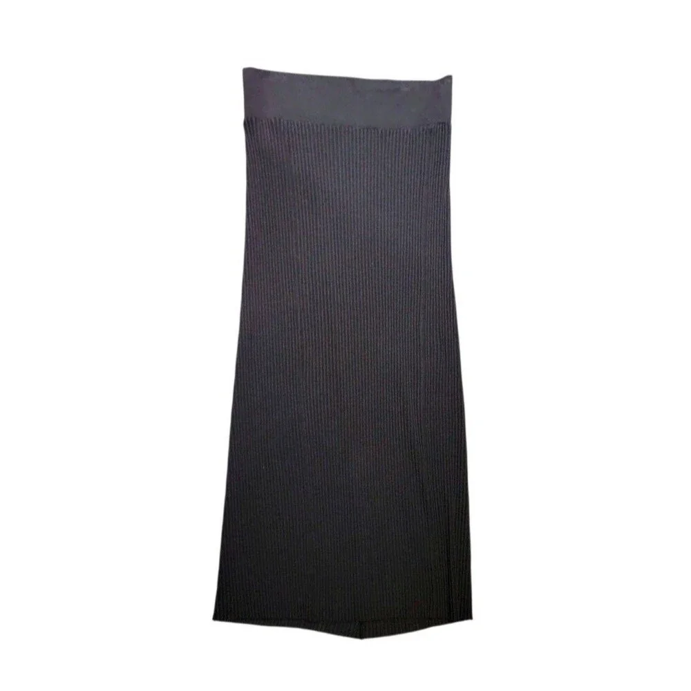 TESTIMONY LOS ANGELES Sz S Charcoal Black Ribbed Whimsygoth Grunge Maxi Skirt